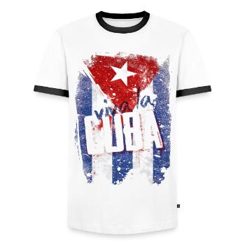 Viva la Cuba - Männer Kontrast-T-Shirt - Weiß/Schwarz - Vorne - AI Model Female 172 light (172cm) & AI Model Male 178 dark (178cm)