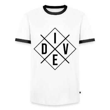 Dive Plongée - T-shirt contrasté Homme - blanc/noir - Devant - AI Model Female 172 light (172cm) & AI Model Male 178 dark (178cm)