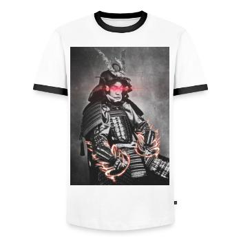 Laser Ninja Man - Men's Ringer Shirt - white/black - Front - AI Model Female 172 light (172cm) & AI Model Male 178 dark (178cm)