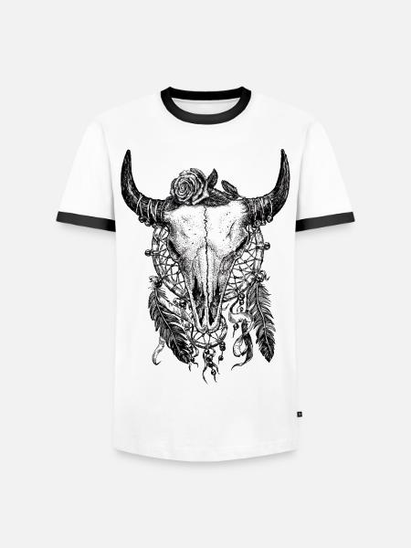 Skull Tattoo - Men's Ringer Shirt - white/black