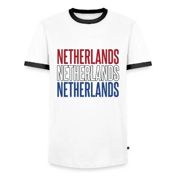 Niederlande / Holland - Männer Kontrast-T-Shirt - Weiß/Schwarz - Vorne - AI Model Female 172 light (172cm) & AI Model Male 178 dark (178cm)