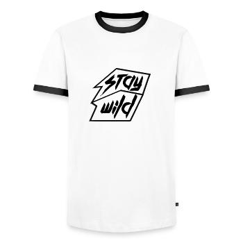 Stay Wild - Männer Kontrast-T-Shirt - Weiß/Schwarz - Vorne - AI Model Female 172 light (172cm) & AI Model Male 178 dark (178cm)