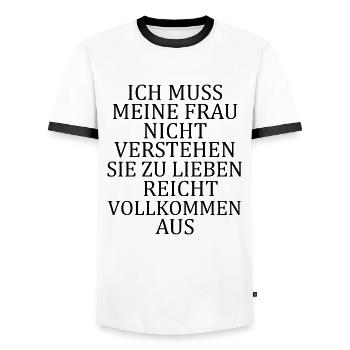 Ich liebe meine Frau - Männer Kontrast-T-Shirt - Weiß/Schwarz - Vorne - AI Model Female 172 light (172cm) & AI Model Male 178 dark (178cm)
