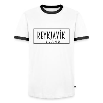 Reykjavik Island - Männer Kontrast-T-Shirt - Weiß/Schwarz - Vorne - AI Model Female 172 light (172cm) & AI Model Male 178 dark (178cm)