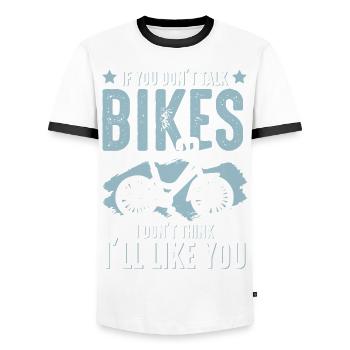 Fahrrad Radfahren bike - Männer Kontrast-T-Shirt - Weiß/Schwarz - Vorne - AI Model Female 172 light (172cm) & AI Model Male 178 dark (178cm)