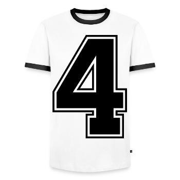 4 nombre de maillots - T-shirt contrasté Homme - blanc/noir - Devant - AI Model Female 172 light (172cm) & AI Model Male 178 dark (178cm)