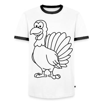 Truthan Comic Animal - Men's Ringer Shirt - white/black - Front - AI Model Female 172 light (172cm) & AI Model Male 178 dark (178cm)