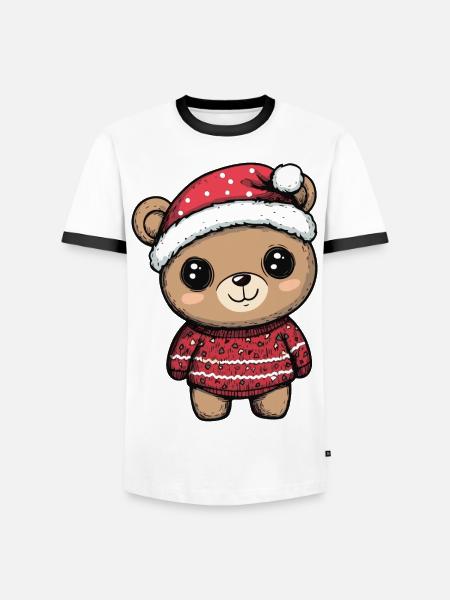 Bear Christmas Comic - Men's Ringer Shirt - white/black