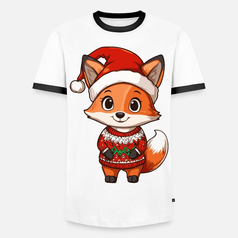 Fuchs Weihnachten Comic - Männer Kontrast-T-Shirt - Weiß/Schwarz
