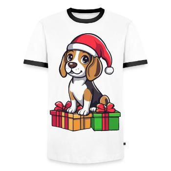 Beagle Hund Weihnachten Geschenke - Männer Kontrast-T-Shirt - Weiß/Schwarz - Vorne - AI Model Female 172 light (172cm) & AI Model Male 178 dark (178cm)