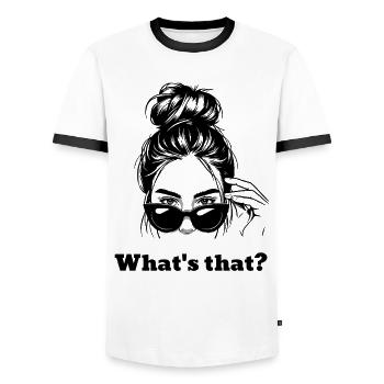 Glance of Curiosity - Männer Kontrast-T-Shirt - Weiß/Schwarz - Vorne - AI Model Female 172 light (172cm) & AI Model Male 178 dark (178cm)