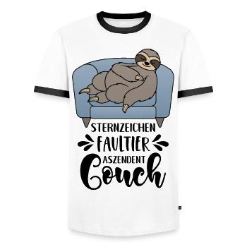 Zodiac sign sloth ascendant couch funny - Men's Ringer Shirt - white/black - Front - AI Model Female 172 light (172cm) & AI Model Male 178 dark (178cm)