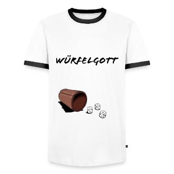 Würfelgott - Männer Kontrast-T-Shirt - Weiß/Schwarz - Vorne - AI Model Female 172 light (172cm) & AI Model Male 178 dark (178cm)