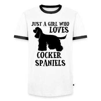 Cocker Spaniel Design for Girls & Women - Men's Ringer Shirt - white/black - Front - AI Model Female 172 light (172cm) & AI Model Male 178 dark (178cm)