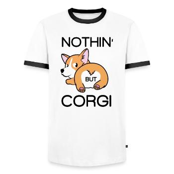 Corgi Butt - Nothin' BUT Corgi - Men's Ringer Shirt - white/black - Front - AI Model Female 172 light (172cm) & AI Model Male 178 dark (178cm)