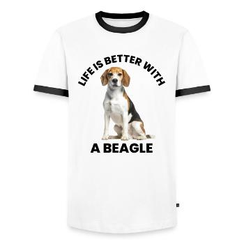 Conception de propriétaire de Beagle La vie est meilleure avec un Beagle - T-shirt contrasté Homme - blanc/noir - Devant - AI Model Female 172 light (172cm) & AI Model Male 178 dark (178cm)