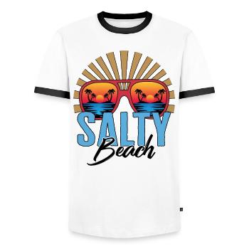 Chemise de lunettes de soleil Salty Beach, vacances en famille - T-shirt contrasté Homme - blanc/noir - Devant - AI Model Female 172 light (172cm) & AI Model Male 178 dark (178cm)
