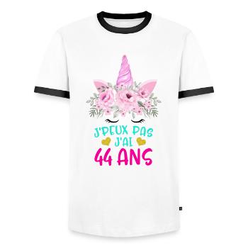 Enfant T Shirt 44 Ans Fille Anniversaire Cadeau - Men's Ringer Shirt - white/black - Front - AI Model Female 172 light (172cm) & AI Model Male 178 dark (178cm)