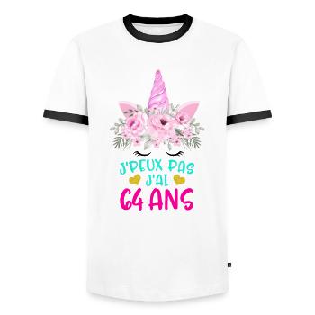 Enfant T Shirt 64 Ans Fille Anniversaire Cadeau - Men's Ringer Shirt - white/black - Front - AI Model Female 172 light (172cm) & AI Model Male 178 dark (178cm)