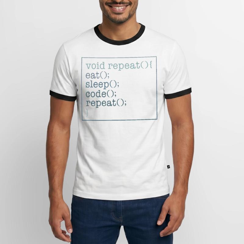 Chemise de programmeur, Void Repeat Eat Sleep Code T-shirt contrasté Homme