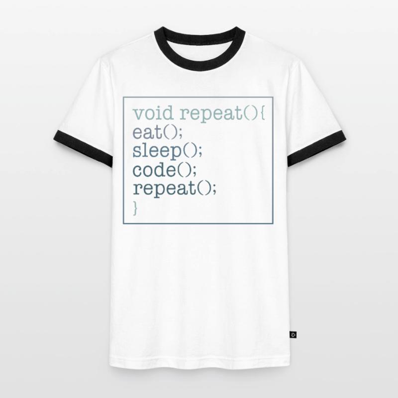 Chemise de programmeur, Void Repeat Eat Sleep Code T-shirt contrasté Homme