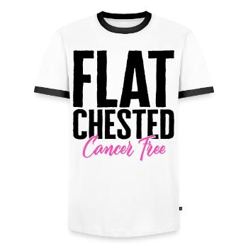 Chemise de sensibilisation au cancer du sein, poitrine plate - T-shirt contrasté Homme - blanc/noir - Devant - AI Model Female 172 light (172cm) & AI Model Male 178 dark (178cm)