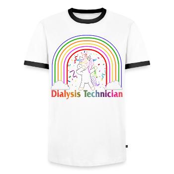 Dialysetechniker Hemd, Dialysetechniker - Männer Kontrast-T-Shirt - Weiß/Schwarz - Vorne - AI Model Female 172 light (172cm) & AI Model Male 178 dark (178cm)