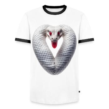 Serpent coeur corps Saint-Valentin Serpent étreinte - T-shirt contrasté Homme - blanc/noir - Devant - AI Model Female 172 light (172cm) & AI Model Male 178 dark (178cm)