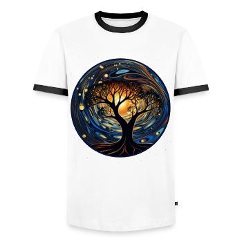 Chemise de nuit étoilée de l’histoire des Noirs, héritage et fierté - T-shirt contrasté Homme - blanc/noir - Devant - AI Model Female 172 light (172cm) & AI Model Male 178 dark (178cm)