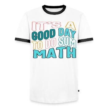 Chemise de professeur de mathématiques, c’est une bonne journée pour faire la somme - T-shirt contrasté Homme - blanc/noir - Devant - AI Model Female 172 light (172cm) & AI Model Male 178 dark (178cm)