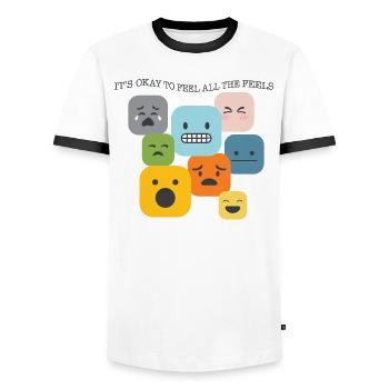 SPED Teacher Shirt, It's Okay To Feel All The - Men's Ringer Shirt - white/black - Front - AI Model Female 172 light (172cm) & AI Model Male 178 dark (178cm)