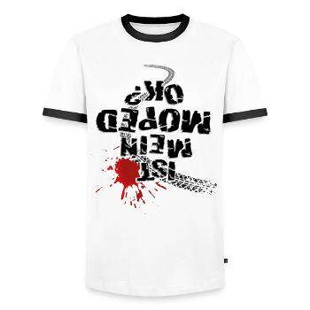 Ist mein Moped ok? (schwarzer Text) - Männer Kontrast-T-Shirt - Weiß/Schwarz - Vorne - AI Model Female 172 light (172cm) & AI Model Male 178 dark (178cm)