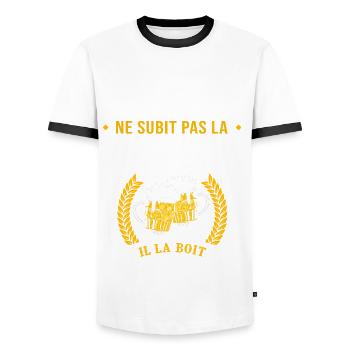 Daniel bière daniel cadeau Daniel fêtes - T-shirt contrasté Homme - blanc/noir - Devant - AI Model Female 172 light (172cm) & AI Model Male 178 dark (178cm)