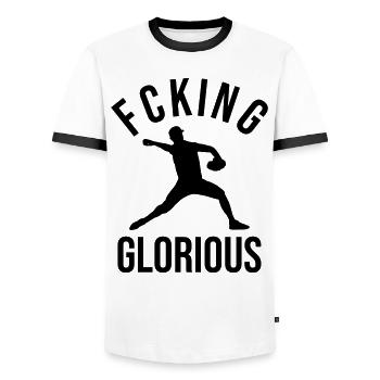 Baseball Pitcher Design Gift - Men's Ringer Shirt - white/black - Front - AI Model Female 172 light (172cm) & AI Model Male 178 dark (178cm)