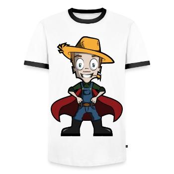 Lachender Bauer - Männer Kontrast-T-Shirt - Weiß/Schwarz - Vorne - AI Model Female 172 light (172cm) & AI Model Male 178 dark (178cm)