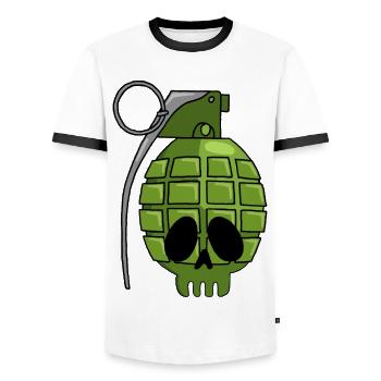 Grenade Skull - Men's Ringer Shirt - white/black - Front - AI Model Female 172 light (172cm) & AI Model Male 178 dark (178cm)