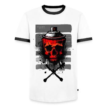 Red urban skull spray - Men's Ringer Shirt - white/black - Front - AI Model Female 172 light (172cm) & AI Model Male 178 dark (178cm)
