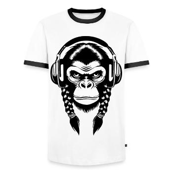 Nightlife Monkey Head Club Sound Edition Shirt - Men's Ringer Shirt - white/black - Front - AI Model Female 172 light (172cm) & AI Model Male 178 dark (178cm)