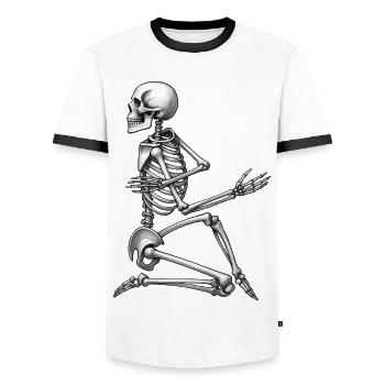 SKELETON DANCER - black & white - Men's Ringer Shirt - white/black - Front - AI Model Female 172 light (172cm) & AI Model Male 178 dark (178cm)