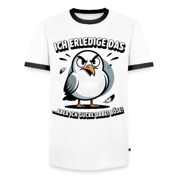 Ich mach das Möwe lustiger Büro Spruch - Männer Kontrast-T-Shirt - Weiß/Schwarz - Vorne - AI Model Female 172 light (172cm) & AI Model Male 178 dark (178cm)