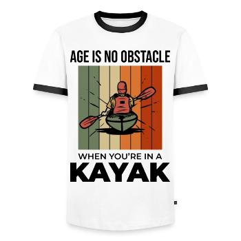 kayaking Gradma Kayak Canoe Kayaker Funny - Men's Ringer Shirt - white/black - Front - AI Model Female 172 light (172cm) & AI Model Male 178 dark (178cm)