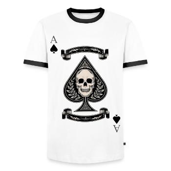 Pik As - Männer Kontrast-T-Shirt - Weiß/Schwarz - Vorne - AI Model Female 172 light (172cm) & AI Model Male 178 dark (178cm)