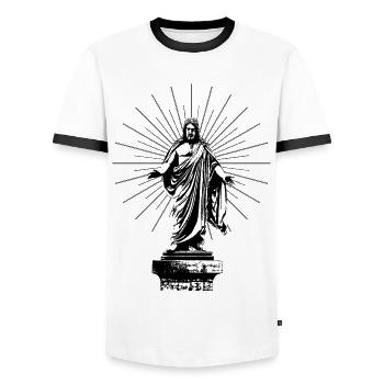 Jésus - T-shirt contrasté Homme - blanc/noir - Devant - AI Model Female 172 light (172cm) & AI Model Male 178 dark (178cm)