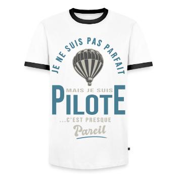 parfait pilote Mongolfière Cadeau humour - T-shirt contrasté Homme - blanc/noir - Devant - AI Model Female 172 light (172cm) & AI Model Male 178 dark (178cm)
