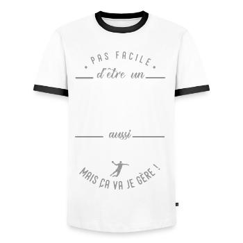 coach Handball formidable cadeau sport handball - T-shirt contrasté Homme - blanc/noir - Devant - AI Model Female 172 light (172cm) & AI Model Male 178 dark (178cm)