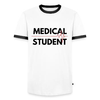 Battement de coeur noir étudiant en médecine - T-shirt contrasté Homme - blanc/noir - Devant - AI Model Female 172 light (172cm) & AI Model Male 178 dark (178cm)
