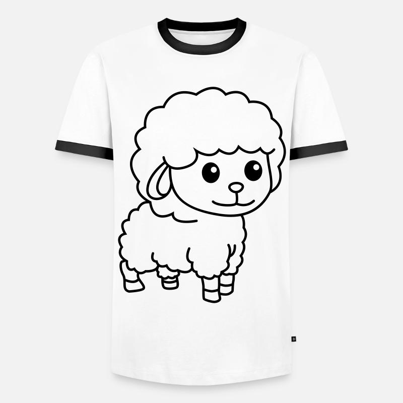 Schaf Comic Tier - Männer Kontrast-T-Shirt - Weiß/Schwarz