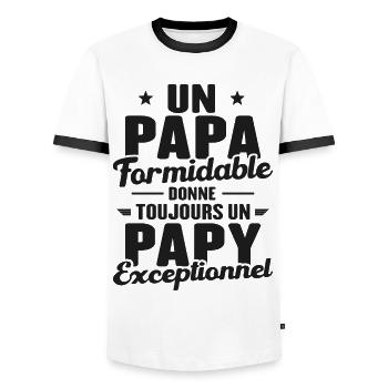 Papa Formidable - Papy Exceptionnel - T-shirt contrasté Homme - blanc/noir - Devant - AI Model Female 172 light (172cm) & AI Model Male 178 dark (178cm)