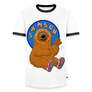 Rue Sésame Samson - T-shirt contrasté Homme - blanc/noir - Devant - AI Model Female 172 light (172cm) & AI Model Male 178 dark (178cm)