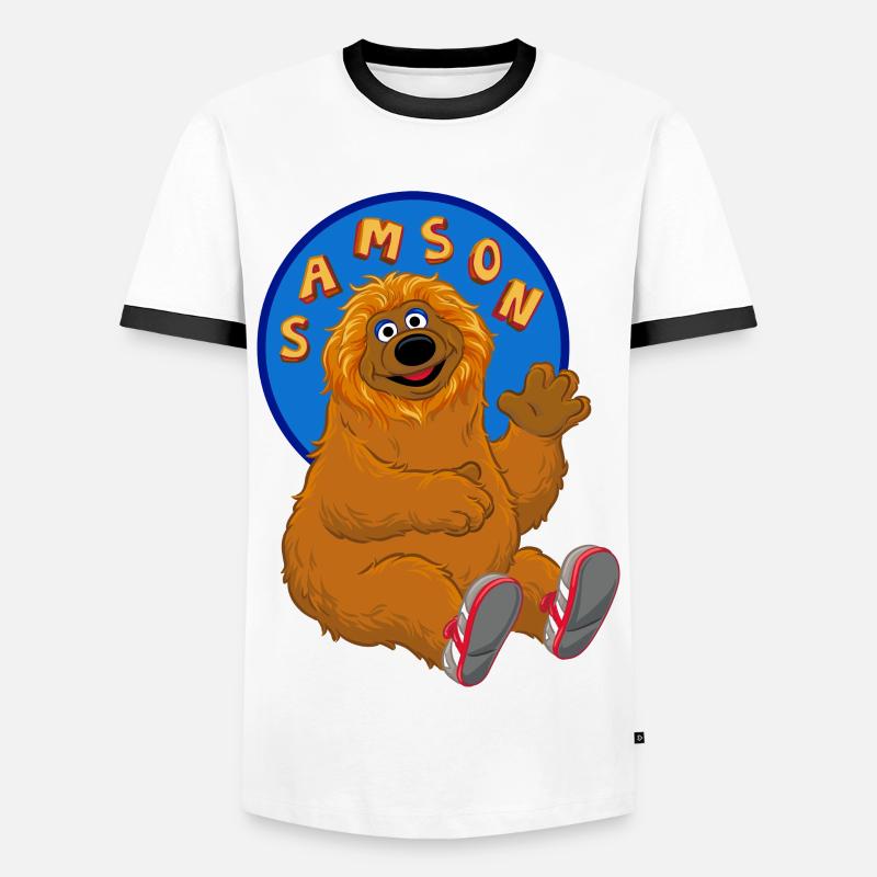 Sesamstraße Samson - Männer Kontrast-T-Shirt - Weiß/Schwarz